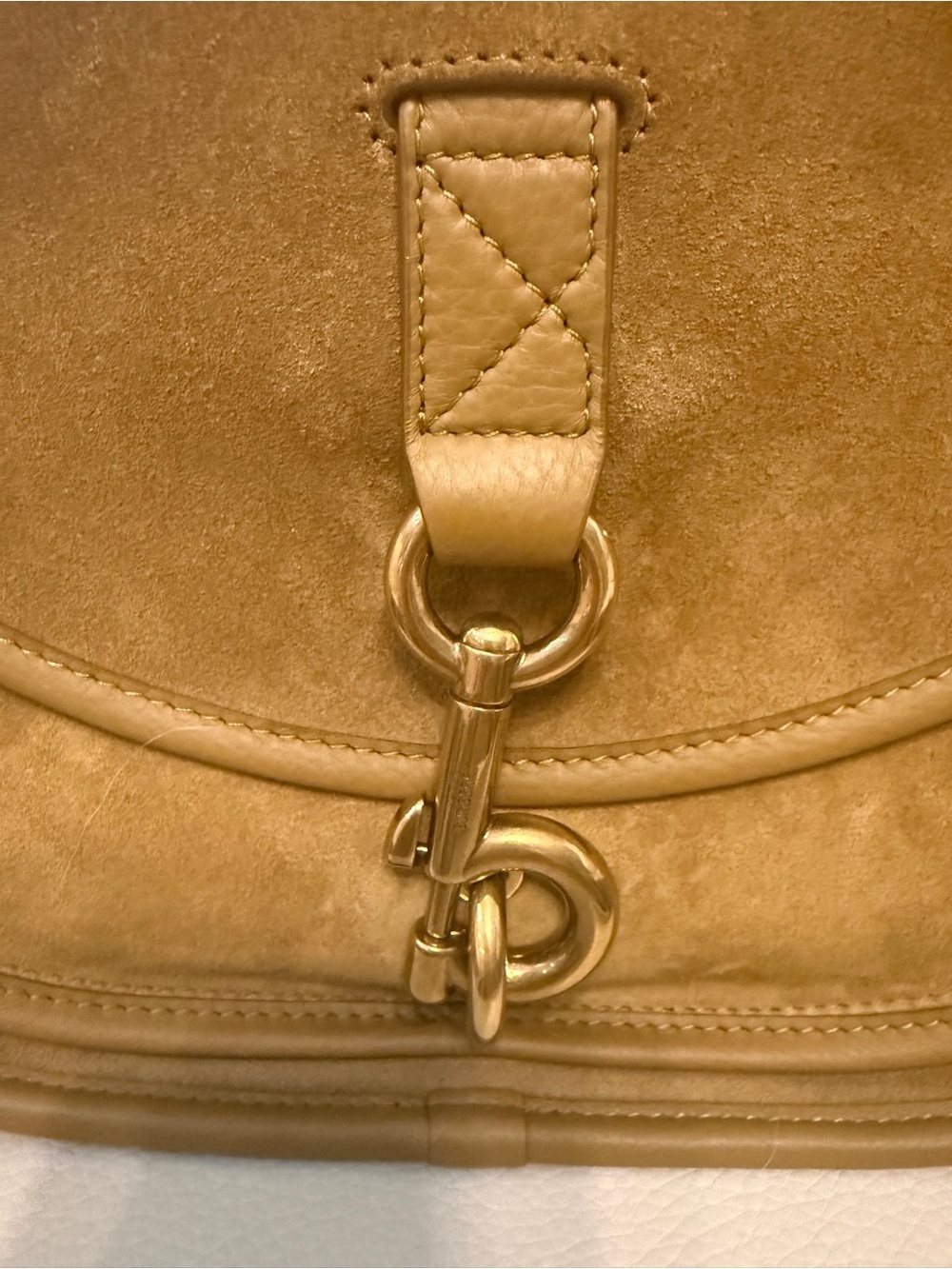 Burberry Suede Saddle Crossbody in Brown with Check Strap - Picture 4 of 8